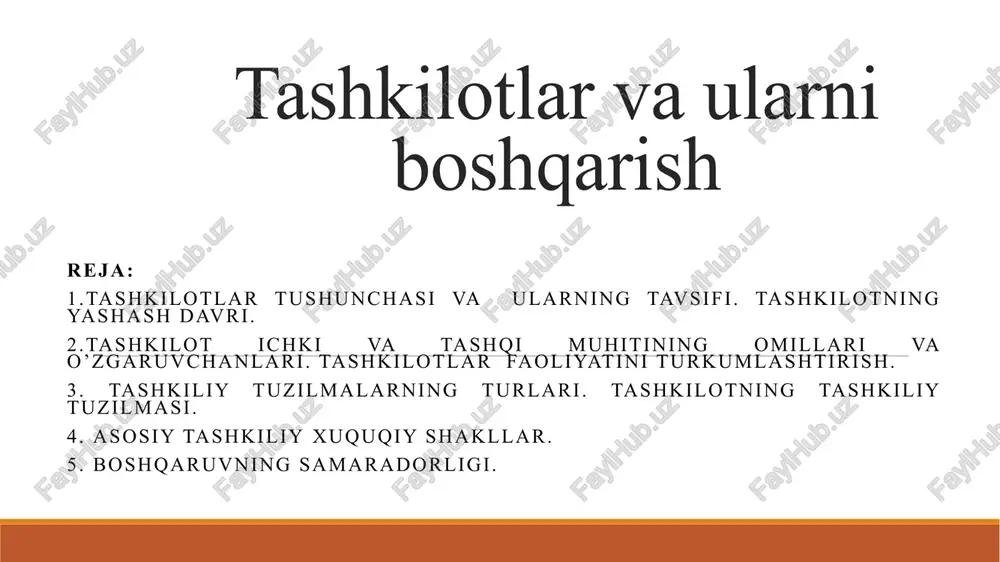 tashkilotlar va ularni boshqarish — PPTX