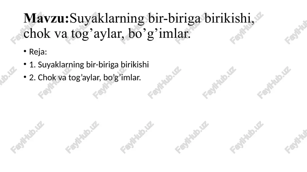 suyaklarningbir-birigabirikishi, chokvatog’aylar, bo’g’imlar — PPTX