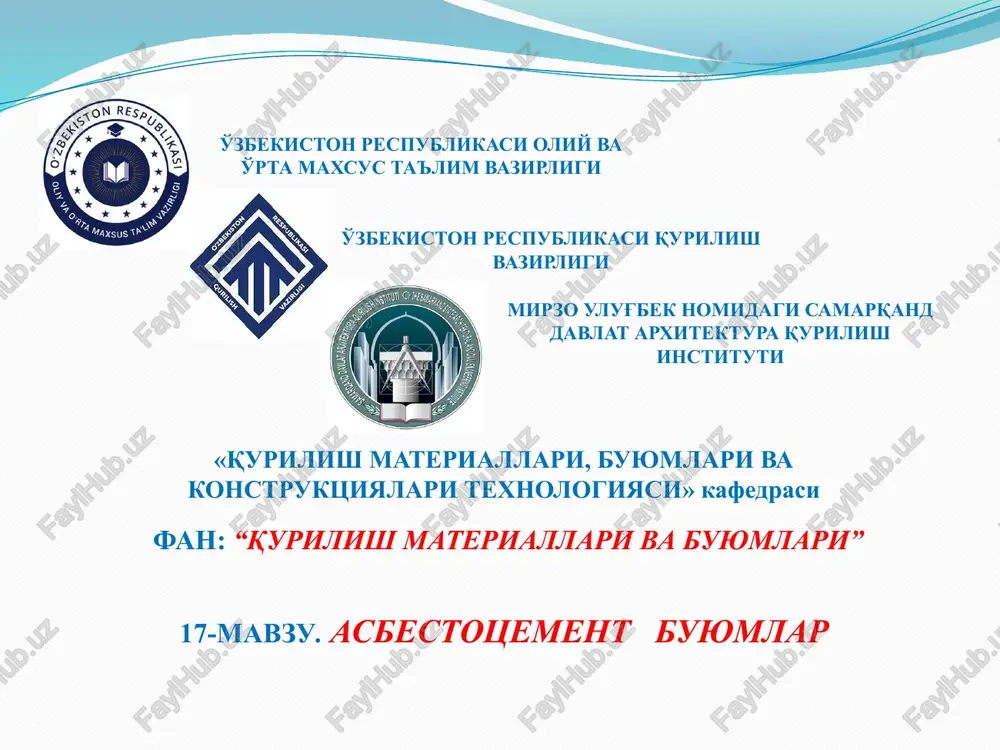 asbestotsement buyumlar — PPTX