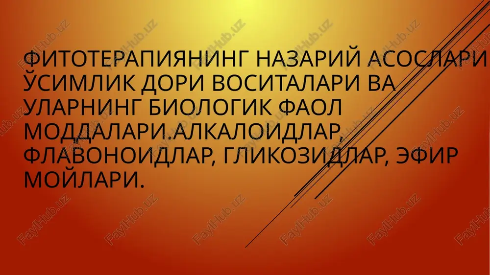 fitoterapiyaning nazariy asoslari — PPTX