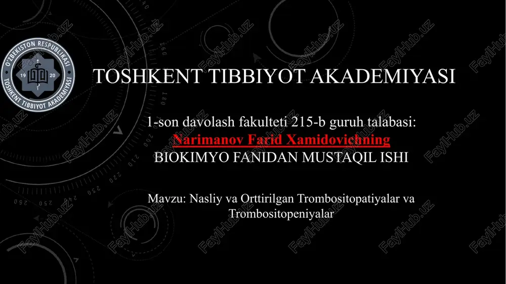 irsi (nasliy) trombositopatiyalar — PPTX