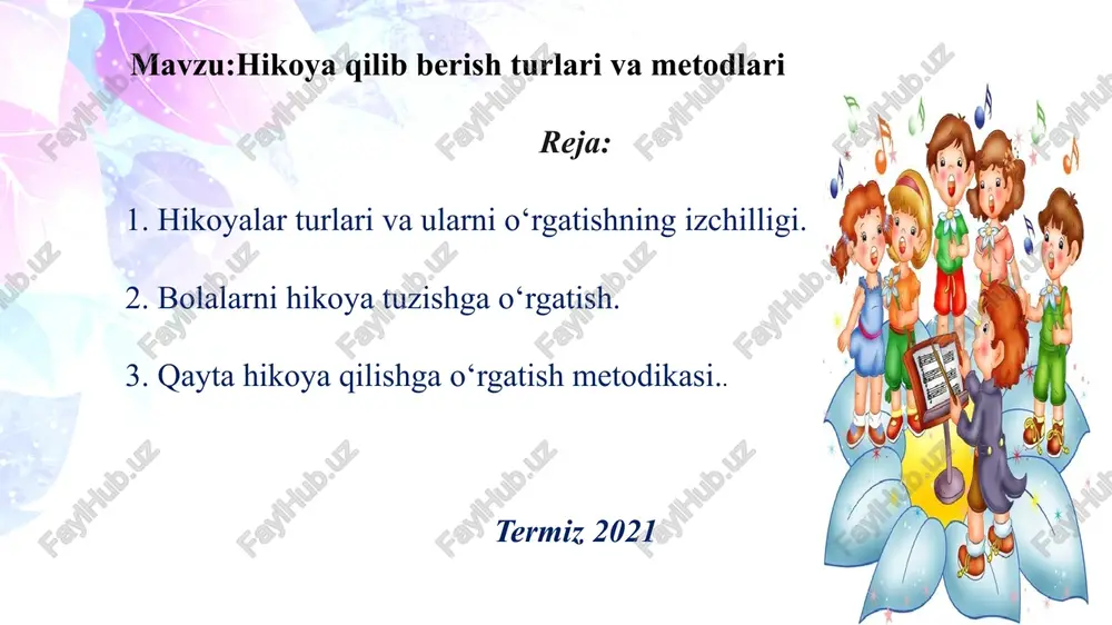 hikoya qilib berish turlari va metodlari — PPTX