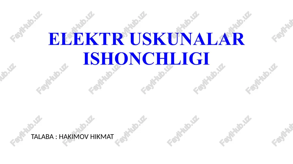 elektr energiyasini ishonchliligi — PPTX