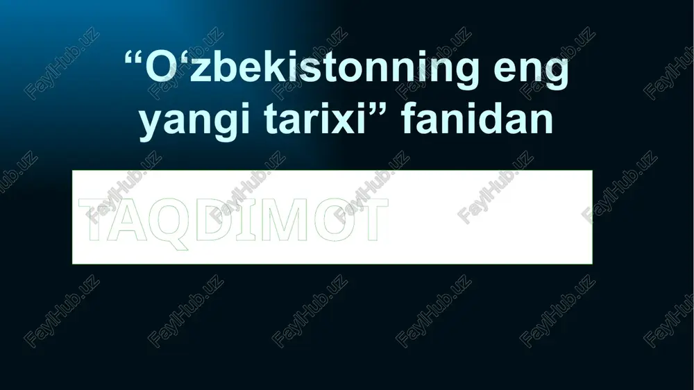 "o‘zbekistonningeng yangi tarixi" fanidan — PPTX