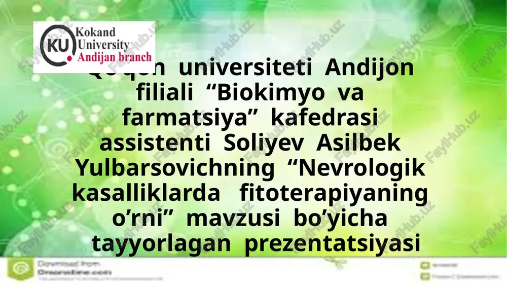 nevrologik kasalliklarda fitoterapiya — PPTX