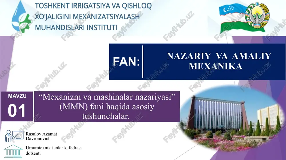 "mexanizm va mashinalar nazariyasi" — PPTX