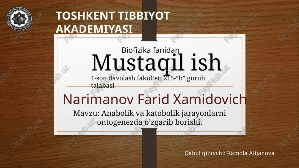 biofizikafanidan mustaqilish — PPTX