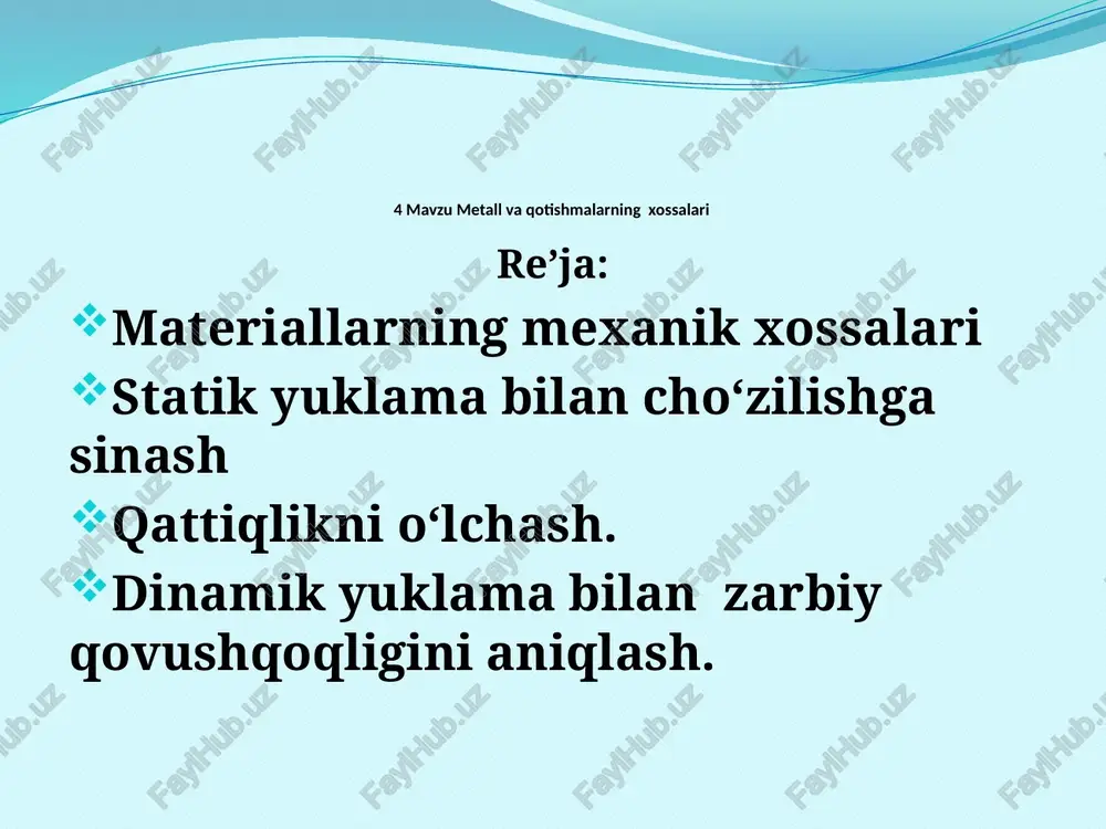metall va qotish malarning xossalari — PPTX