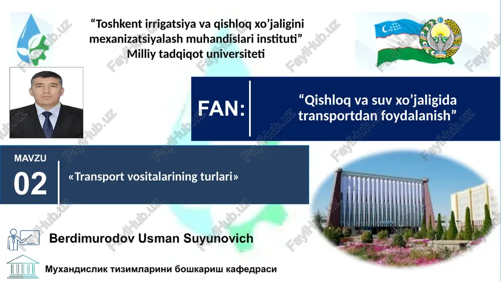 “transport vositalarining turlari” — PPTX