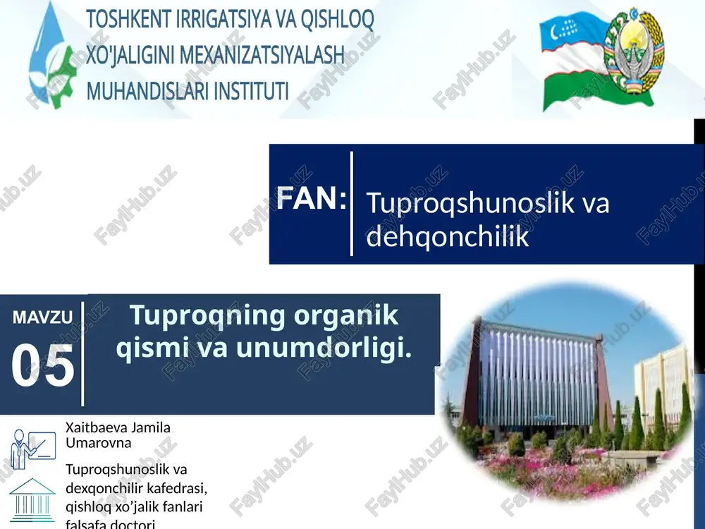 tuproqshunoslik va dehqonchilik — PPTX