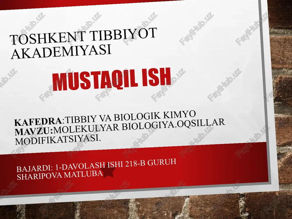 molekulyar biologiya — PPTX