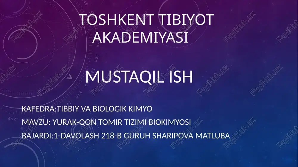 yurak-qon tomir tizimibiokimyosi — PPTX