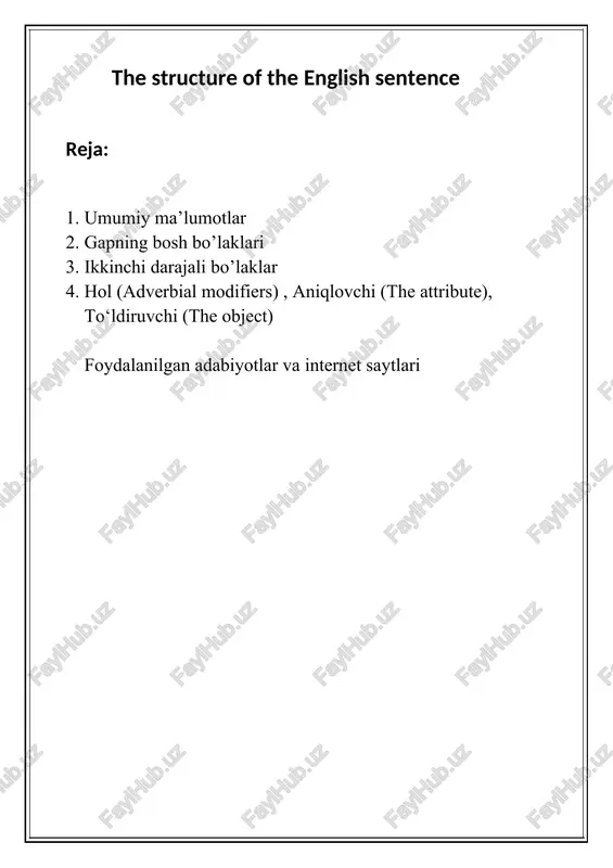 english sentence structure — DOCX