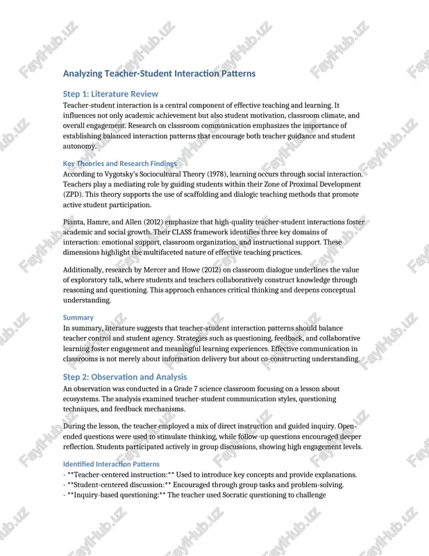 teacher-student interaction patterns — DOCX