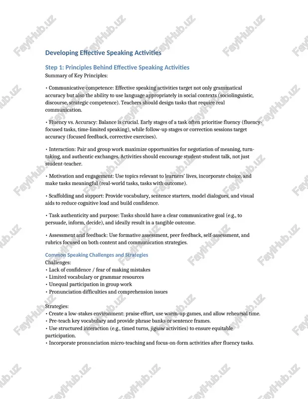 developing effective speaking activities — DOCX