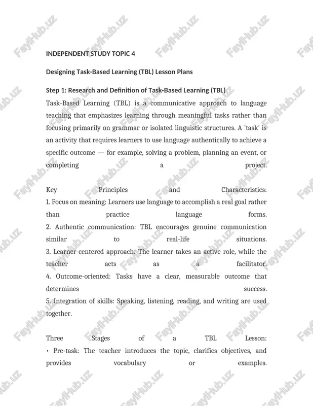 task-based learning (tbl) lesson plans — DOCX