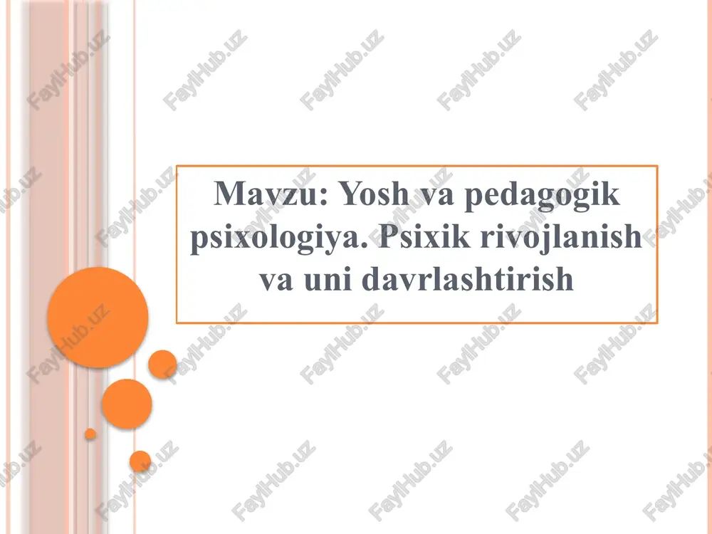 yoshvapedagogikpsixologiya — PPTX