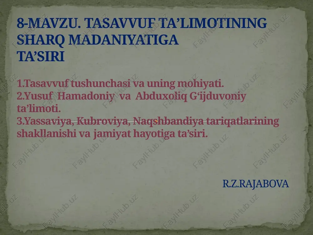tasavvuf ta'limoti — PPTX