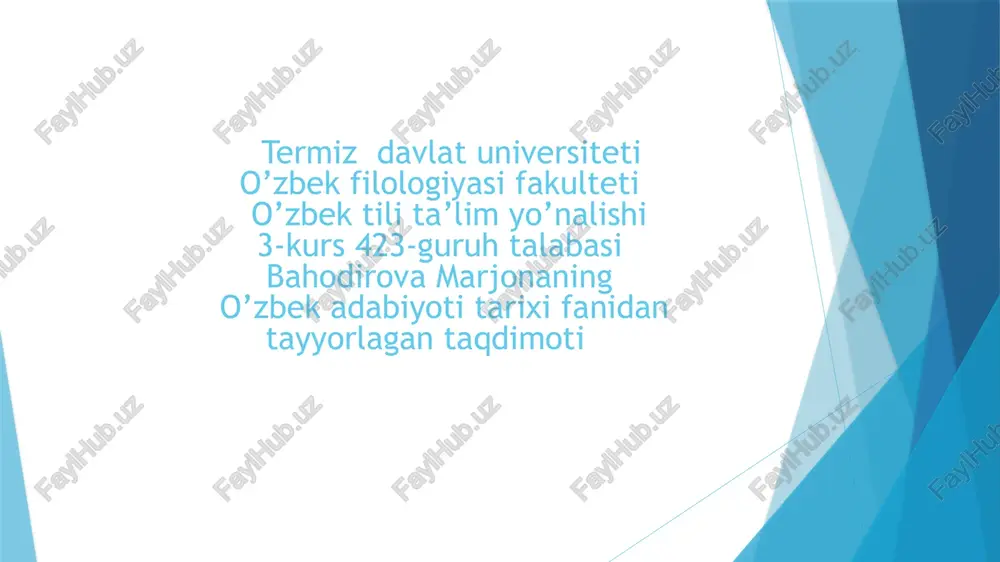 o‘zbek adabiyoti tarixi — PPTX