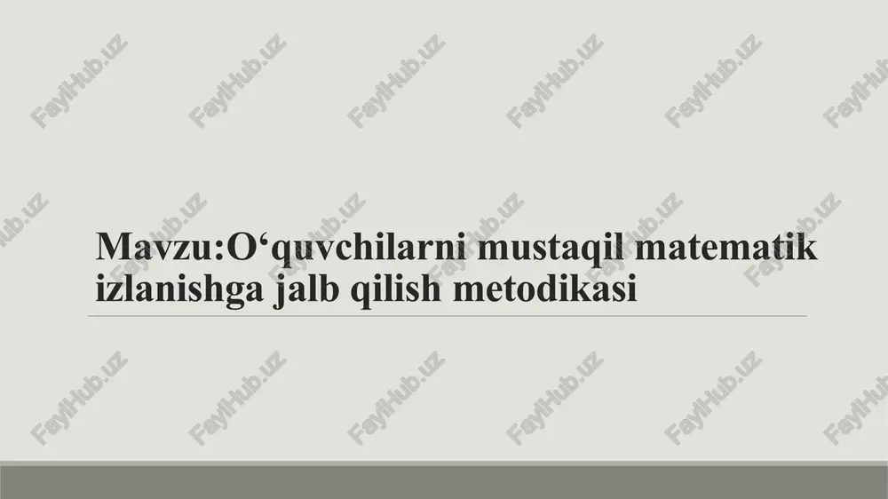 matematika oʻqitish metodikasi — PPTX