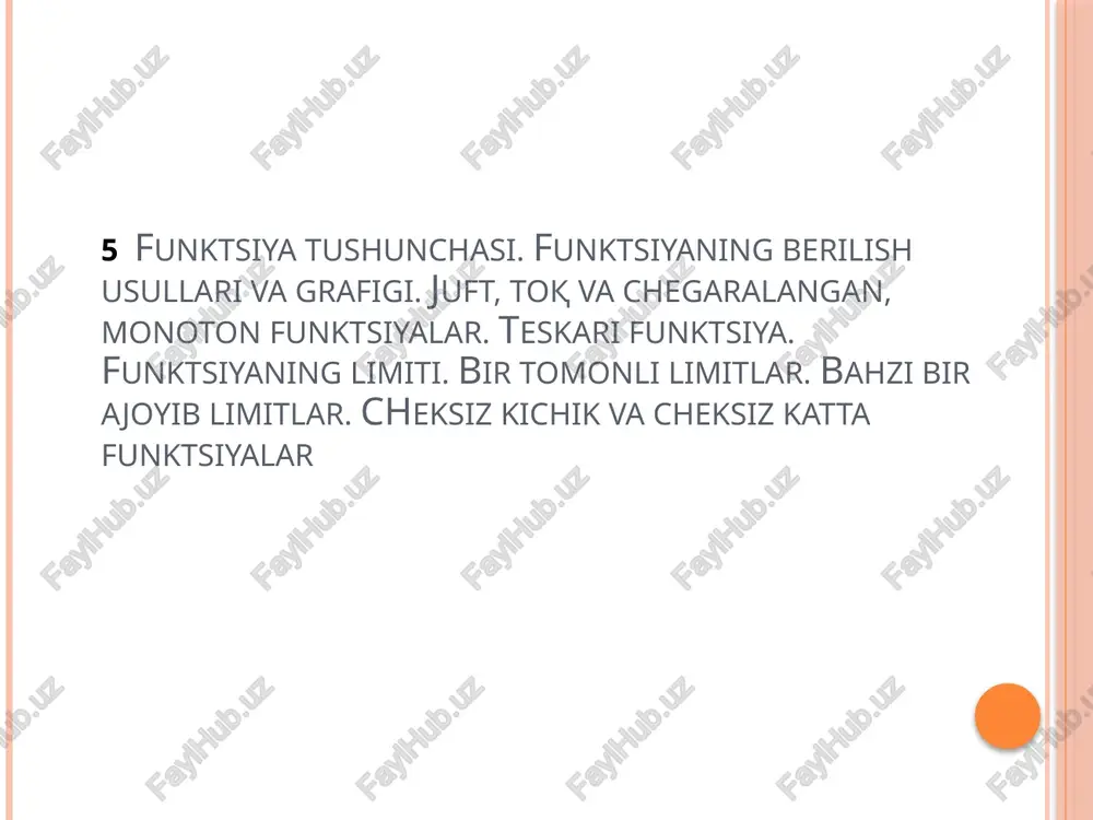 funktsiya tushunchasi — PPTX