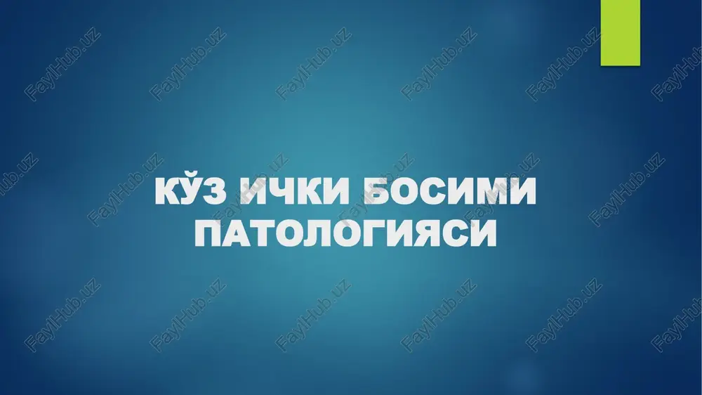 ko'zichki bosimi patologiyasi — PPTX