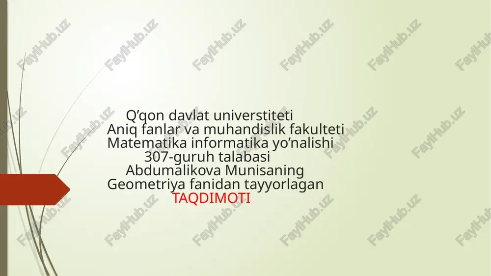 geometriya metrik va topologik fazolar — PPTX