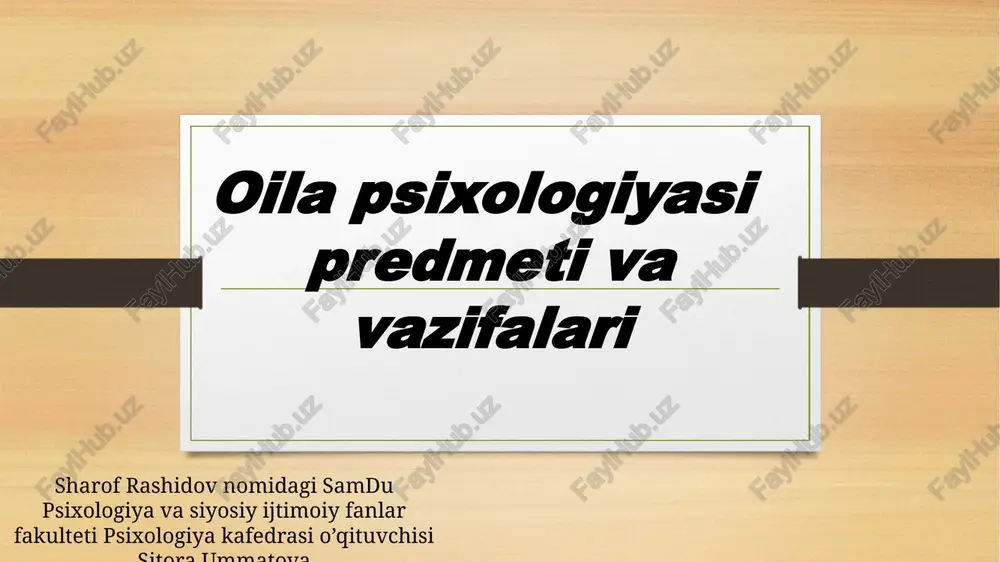 oila psixologiyasi — PPTX