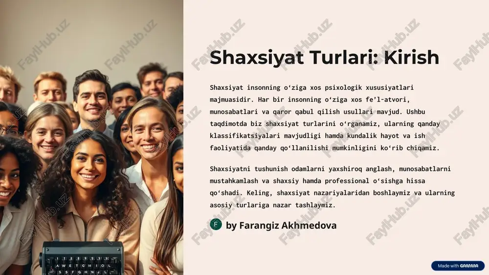 shaxsiyat turlari: kirish — PPTX