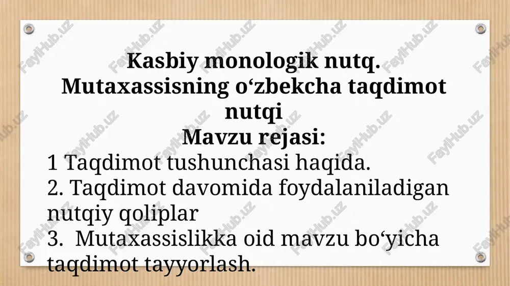 kasbiy monologik nutq — PPTX