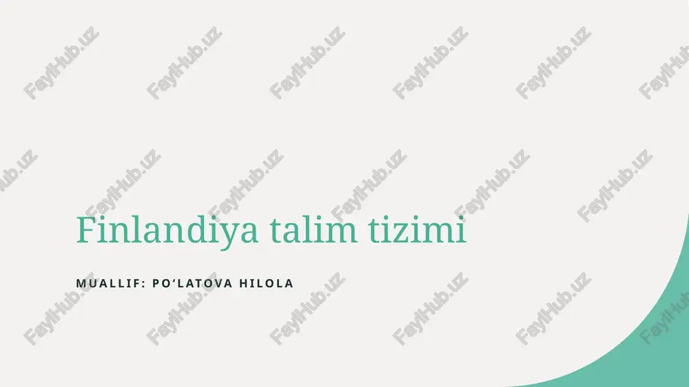 finlandiya talim tizimi — PPTX