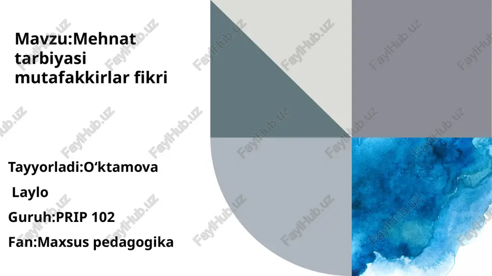 mehnat tarbiyasi mutafakkirlar fikri — PPTX