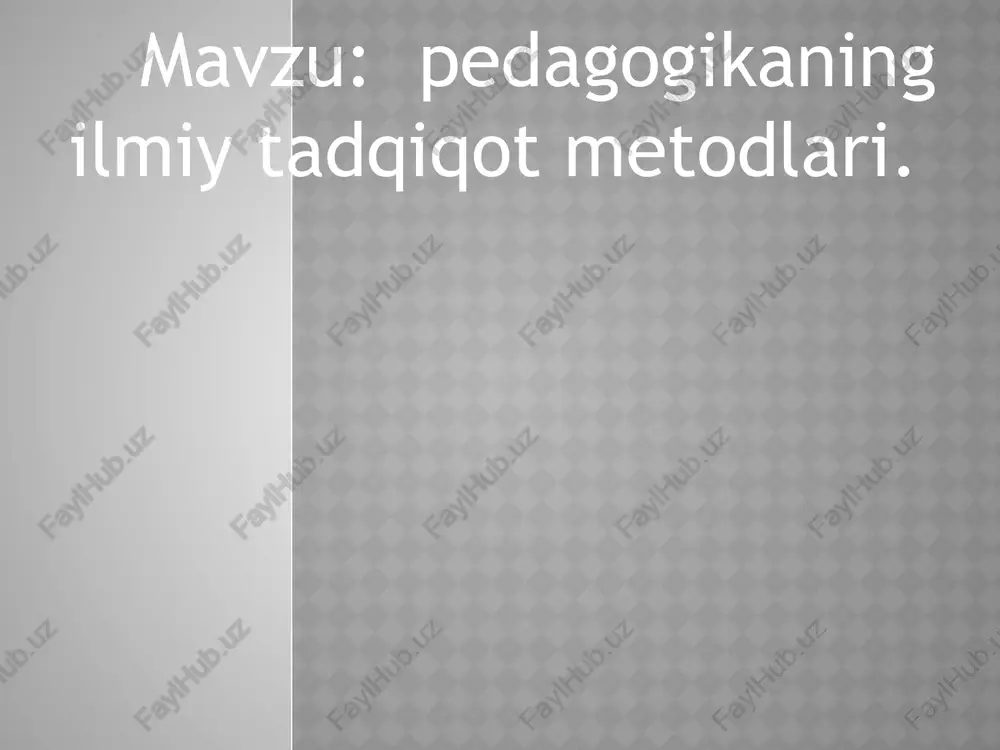 pedagogikaning ilmiy-tadqiqot metodlari — PPTX