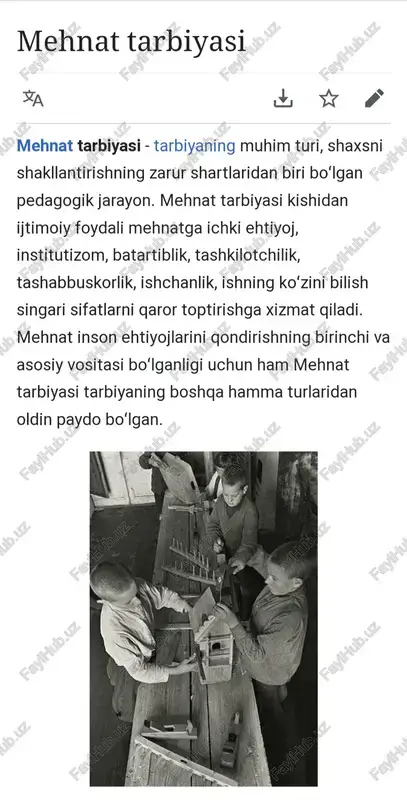 mehnat tarbiyasi — PDF
