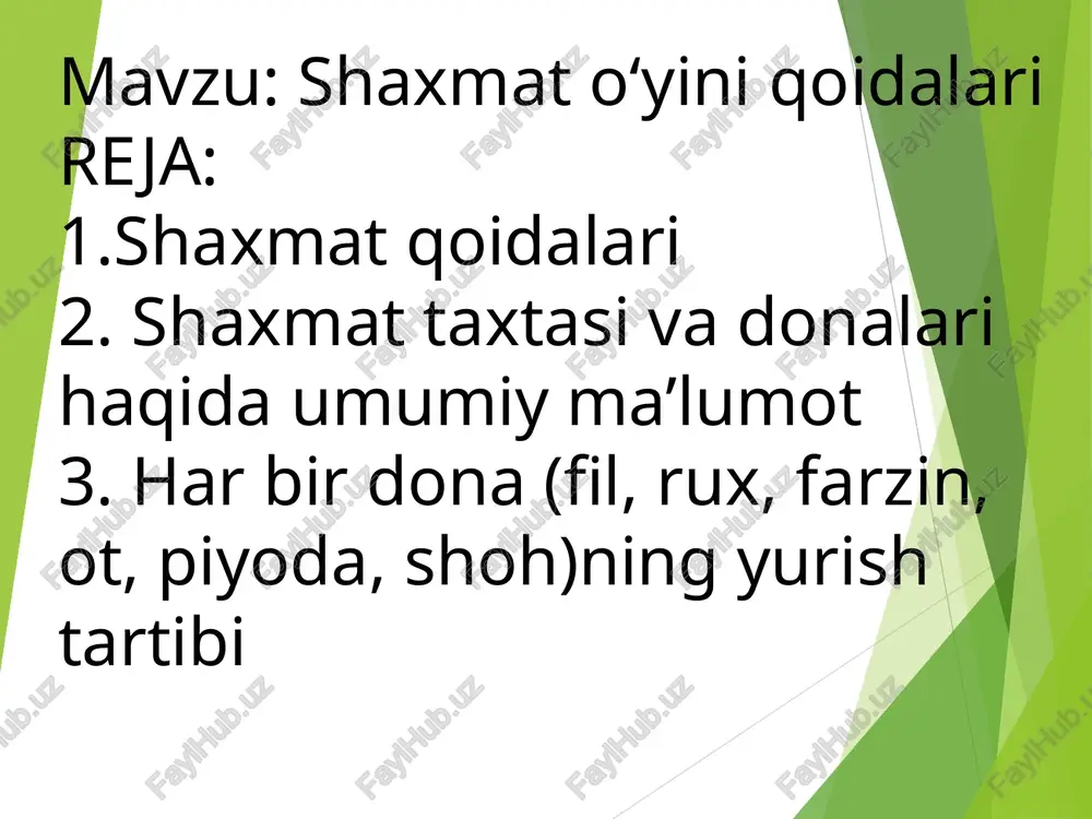 shaxmat o‘yini qoidalari — PPT
