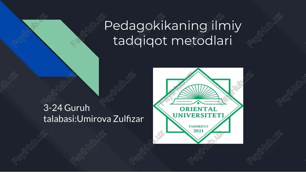 pedagokikaning ilmiy tadqiqot metodlari — PDF