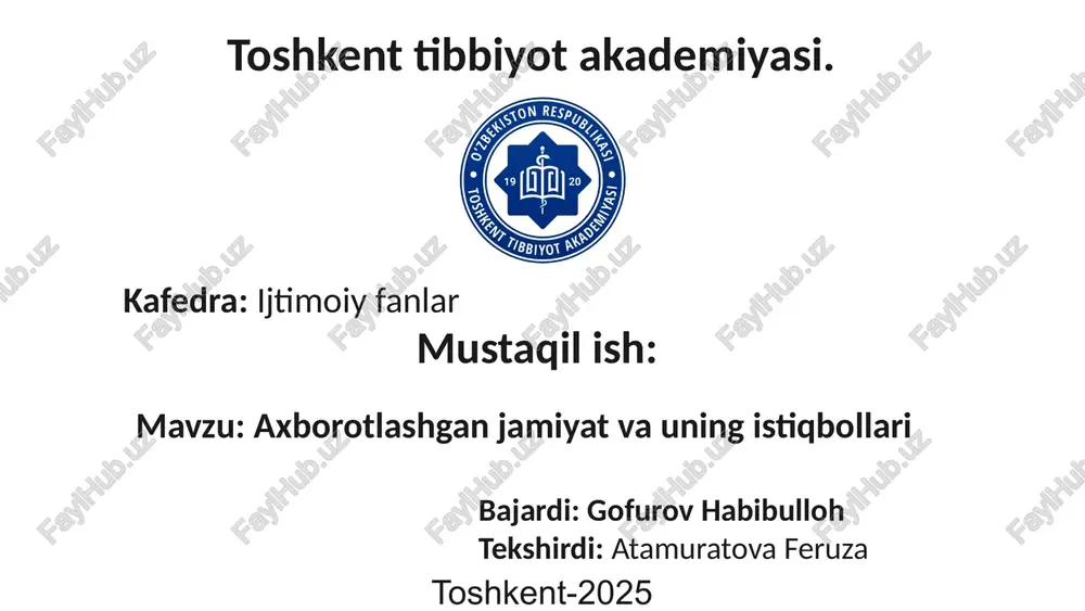 axborotlashgan jamiyat va uning istiqbollari — PPTX