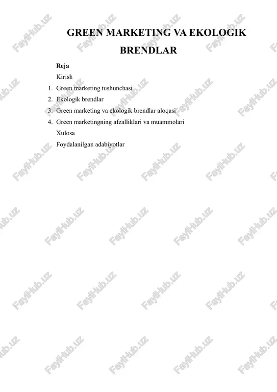 green marketing va ekologik brendlar — DOCX