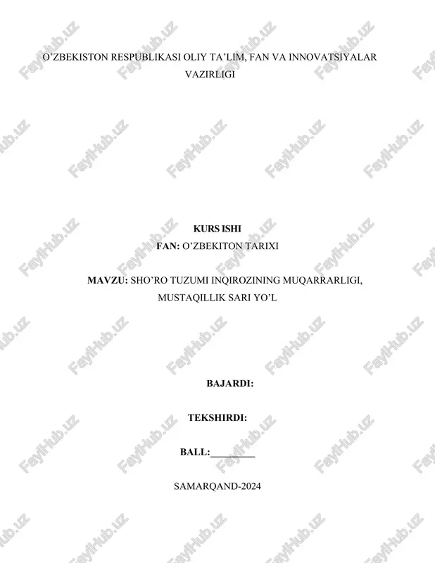 sho’ro tuzumi inqirozi. avgust inqirozi. sssrning parchalanishi — DOCX