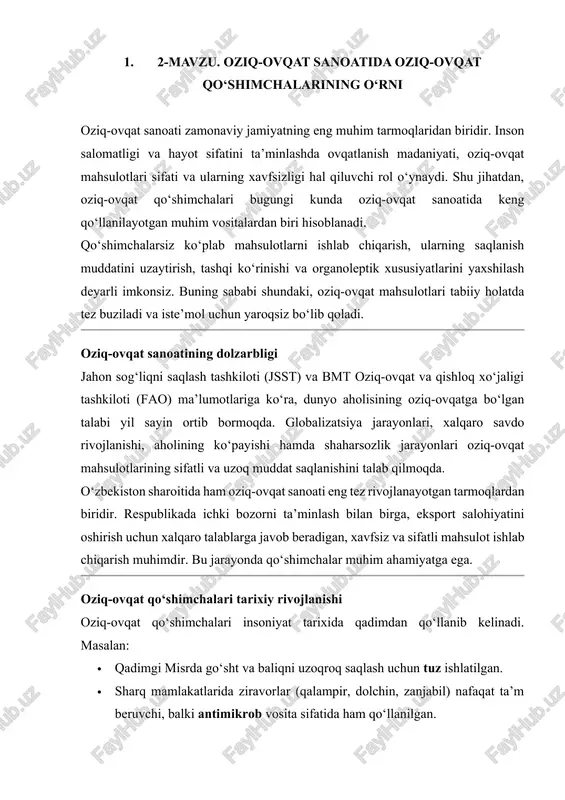 oziq-ovqat sanoati — DOCX