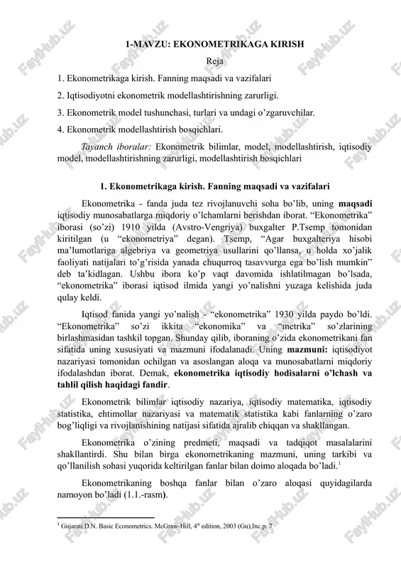 ekonometrikaga kirish — DOCX