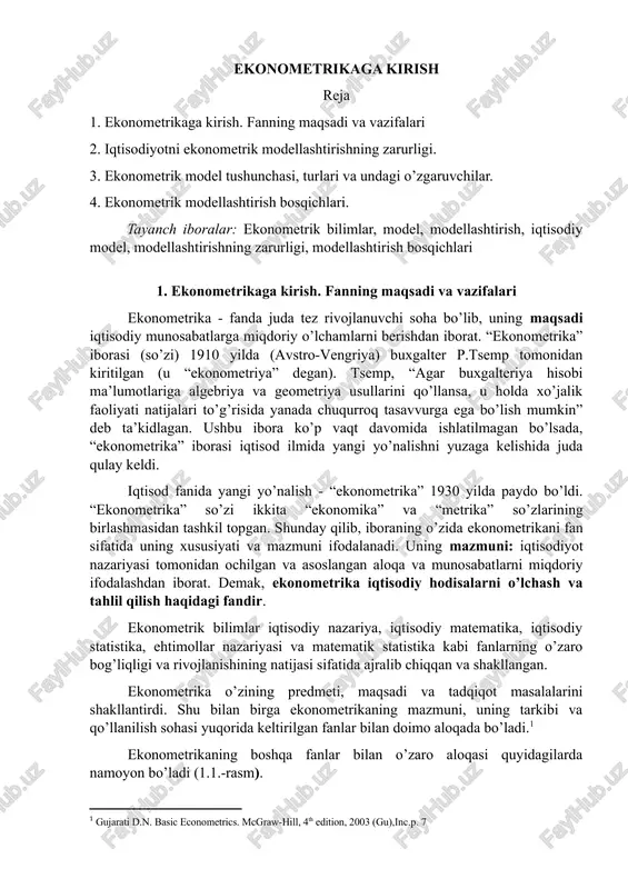 ekonometrikaga kirish — DOCX