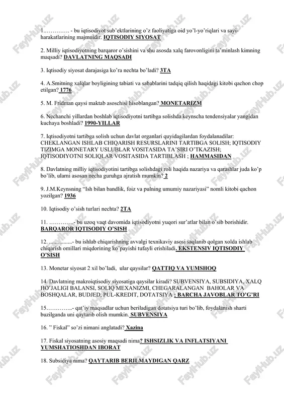 iqtisodiy siyosat — DOCX