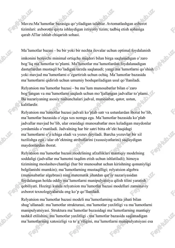 ma'lumotlar bazasi — DOCX