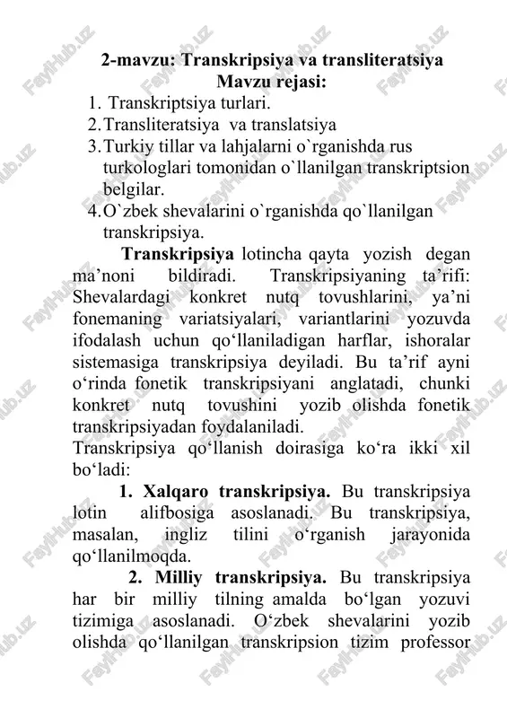transkripsiya va transliteratsiya — DOCX
