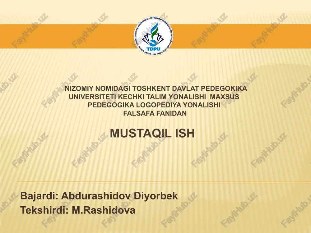 falsafa fanidan mustaqil ish — PPTX