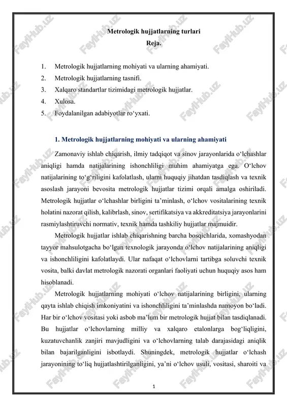 metrologik hujjatlarning turlari — DOCX