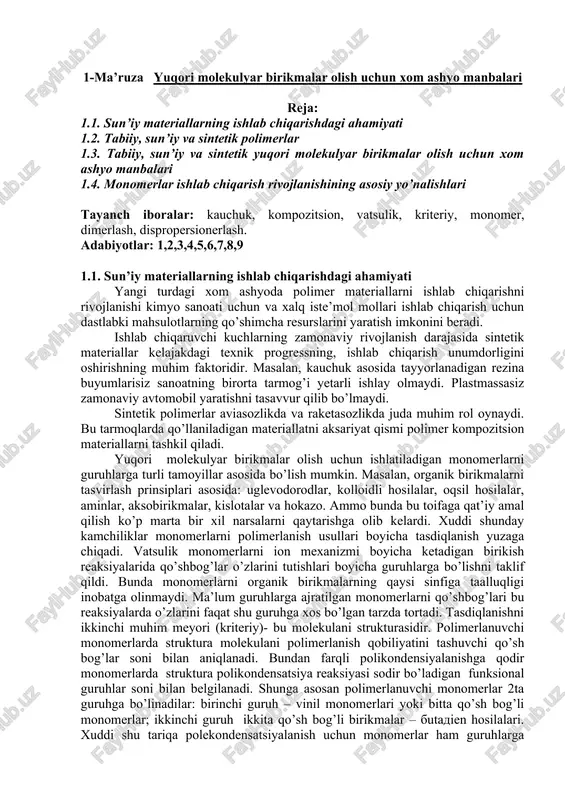 sun’iy materiallarning ishlab chiqarishdagi ahamiyati — DOCX