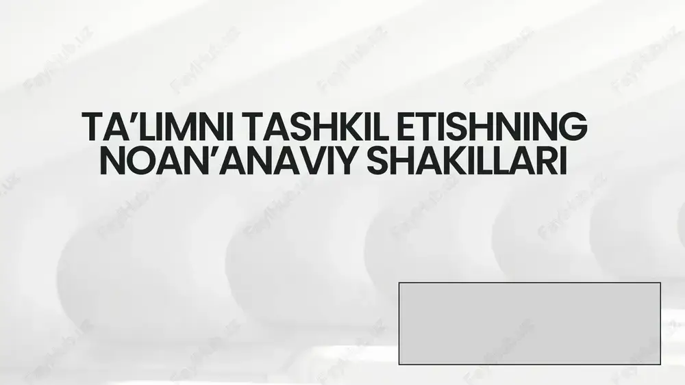 an’anaviy dars shakllari — PPTX