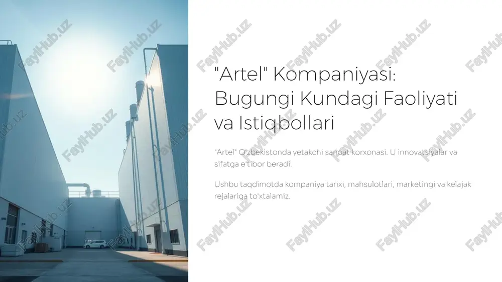 artel" kompaniyasi: bugungi kundagi faoliyati va istiqbollari — PPTX